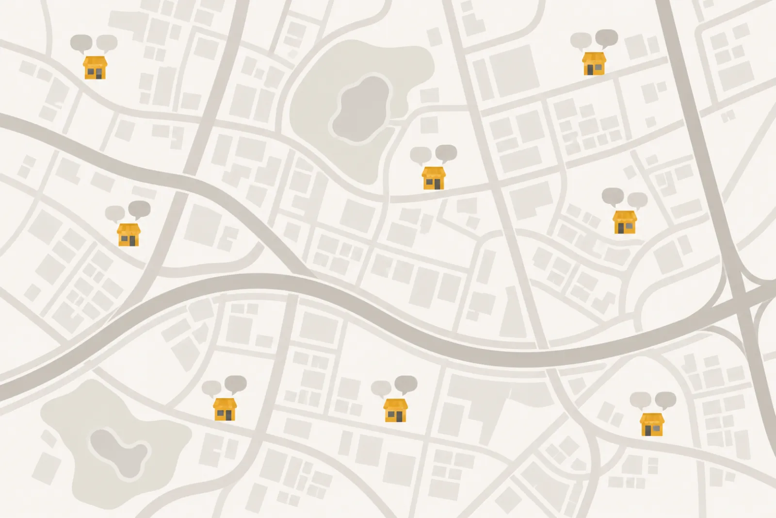 A map with your outlets far apart and customers talking at each one.